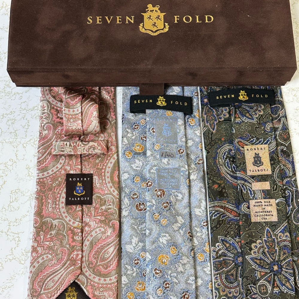 Robert Talbott Seven Fold Ties (2) and Best of Class (1) - Pink, Blue, Black - Picture 11 of 11
